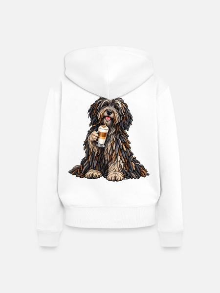 Bergamasker mit Latte Macchiato - Frauen Premium Bio Zip Hoodie - Weiß