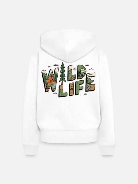 Wild life - Frauen Premium Bio Zip Hoodie - Weiß