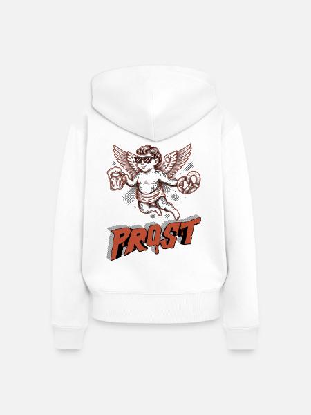 Engel mit Bier und Brezel - Frauen Premium Bio Zip Hoodie - Weiß