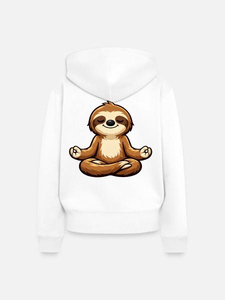 Faultier beim Yoga - Frauen Premium Bio Zip Hoodie - Weiß