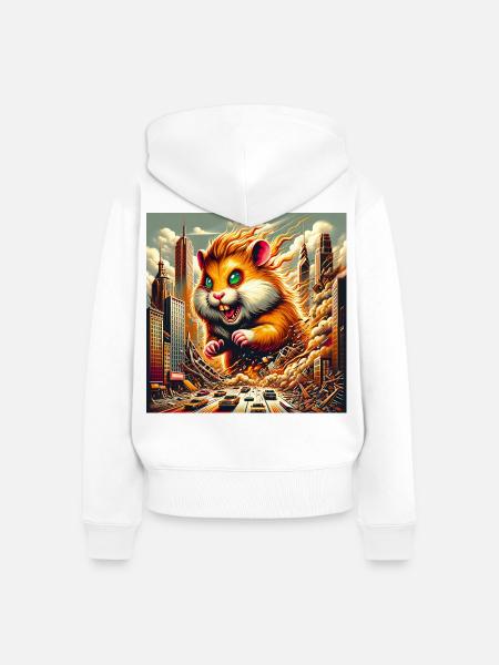 Horror Meerschwein - Frauen Premium Bio Zip Hoodie - Weiß