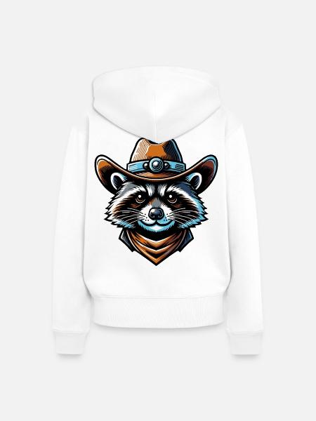 Western Waschbär - Frauen Premium Bio Zip Hoodie - Weiß