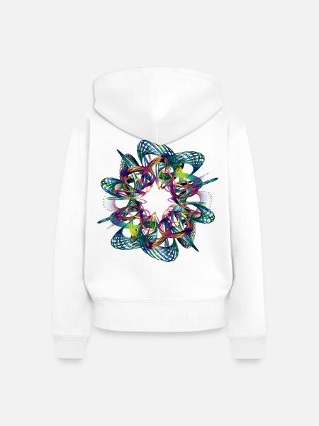Lebendige Neon-Mandala-Grafik - Frauen Premium Bio Zip Hoodie - Weiß