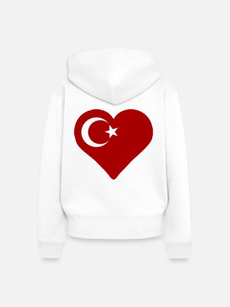Ein Herz für die Türkei - Frauen Premium Bio Zip Hoodie - Weiß