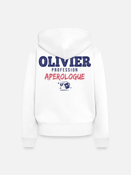 Olivier Aperologue – Humor Apéro - Frauen Premium Bio Zip Hoodie - Weiß