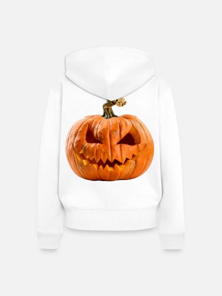 Pumpkin Halloween - Frauen Premium Bio Zip Hoodie - Weiß