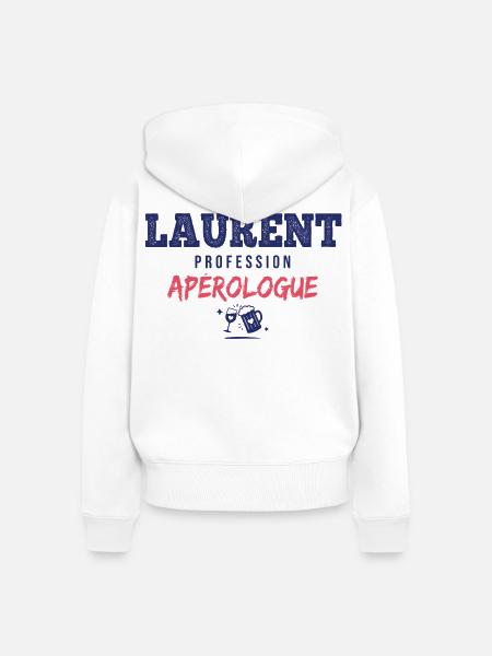 Laurent Aperologue – Humor Apéro - Frauen Premium Bio Zip Hoodie - Weiß