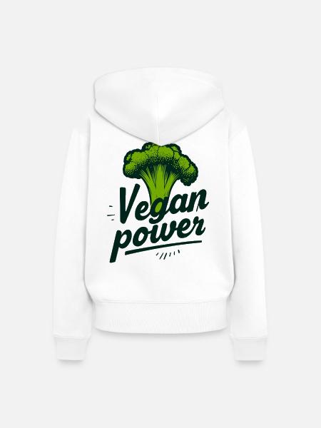 Vegan Power - Frauen Premium Bio Zip Hoodie - Weiß