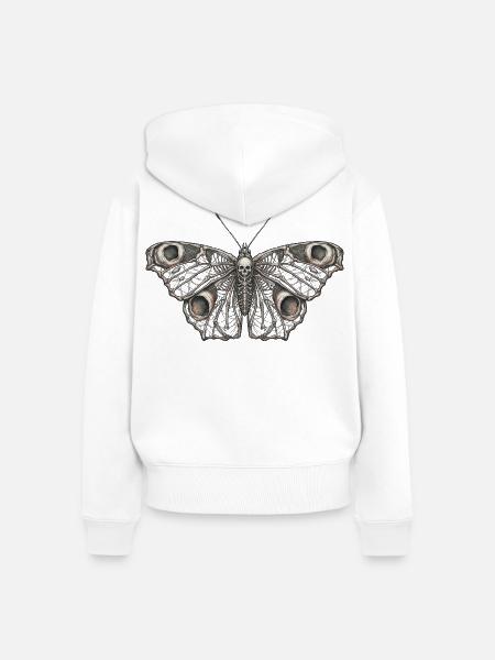 Gotischer Skelett-Schmetterling - Frauen Premium Bio Zip Hoodie - Weiß