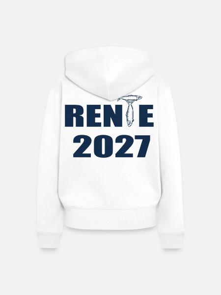 Rente 2027, Angler Fischer - Frauen Premium Bio Zip Hoodie - Weiß