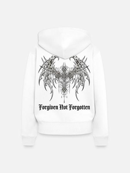 Cyber Sigilism Gothic Cross - Frauen Premium Bio Zip Hoodie - Weiß