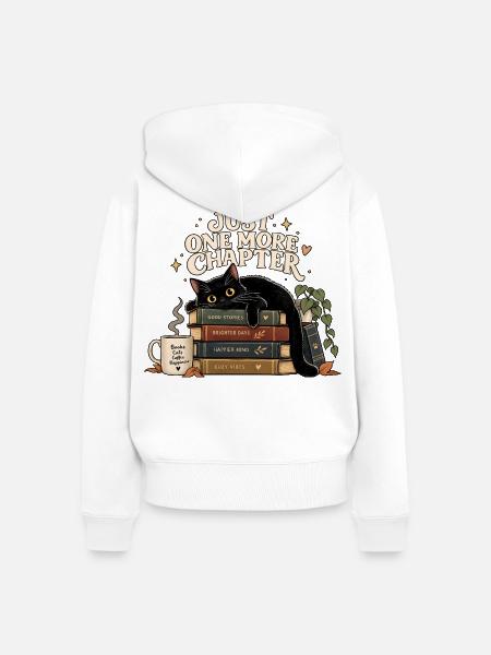 Just One More Chapter Katze - Frauen Premium Bio Zip Hoodie - Weiß