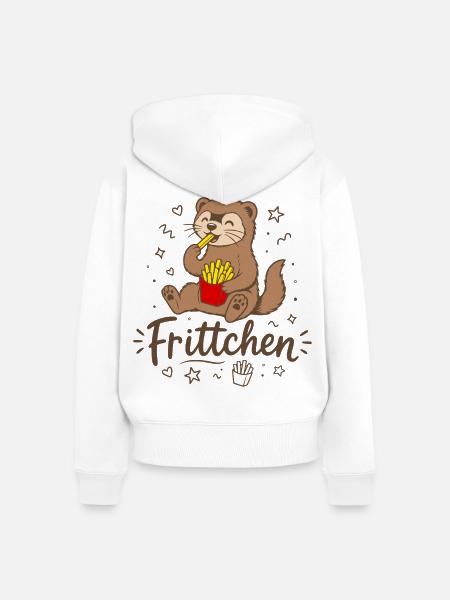 Frettchen mit Fritten - Frittchen - Pommes Frites - Frauen Premium Bio Zip Hoodie - Weiß