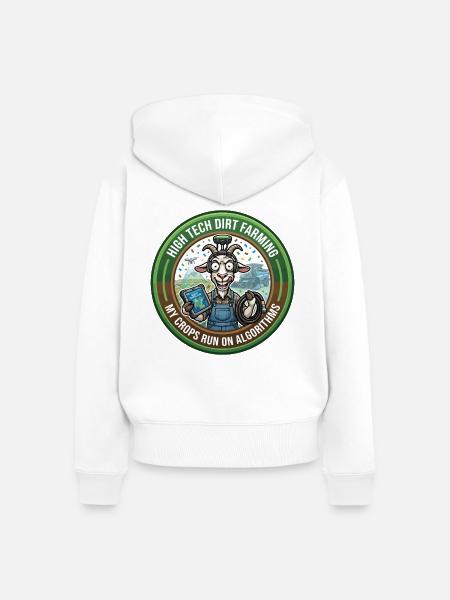 Lustige, kluge Ziege Hightech-Algorithmen-Meme - Frauen Premium Bio Zip Hoodie - Weiß