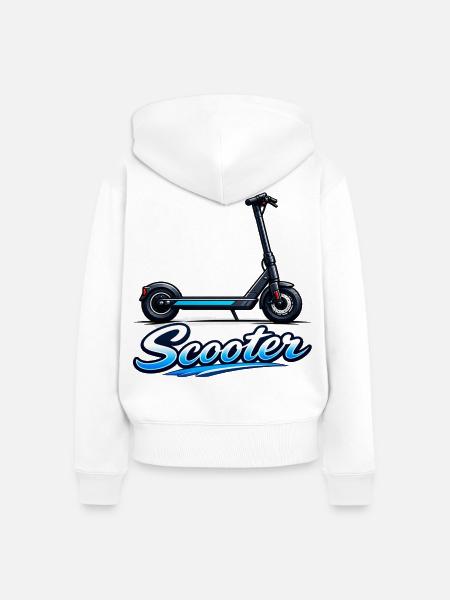 Scooter Illustration Neon Ride - Frauen Premium Bio Zip Hoodie - Weiß