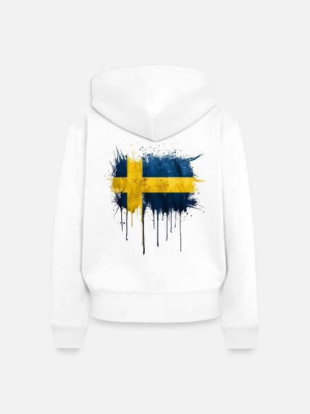Graffiti sweden flag - Frauen Premium Bio Zip Hoodie - Weiß