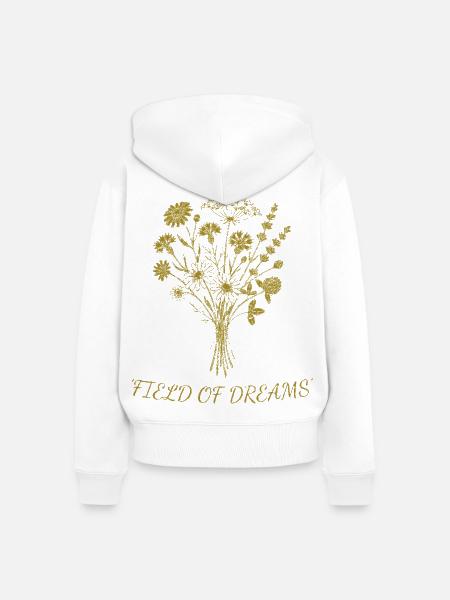 Field Dreams Goldblütenstrauß - Frauen Premium Bio Zip Hoodie - Weiß