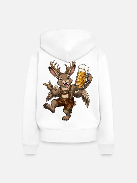 Wolpertinger Lederhose Bierkrug - Frauen Premium Bio Zip Hoodie - Weiß