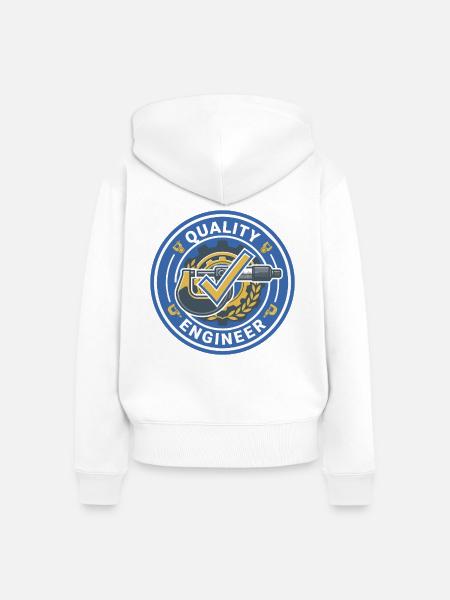 Qualitätsingenieur-Mikrometer-Messabzeichen-Geschenk - Frauen Premium Bio Zip Hoodie - Weiß