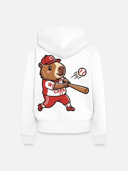 Niedliche Capybara-Baseballspieler-Sportästhetik - Frauen Premium Bio Zip Hoodie - Weiß