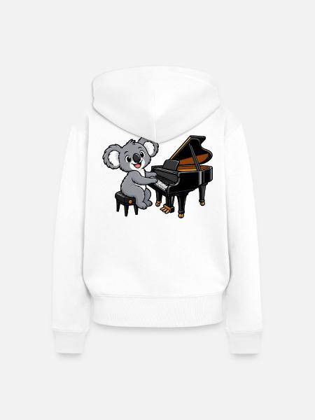 Koala am Klavier - Frauen Premium Bio Zip Hoodie - Weiß