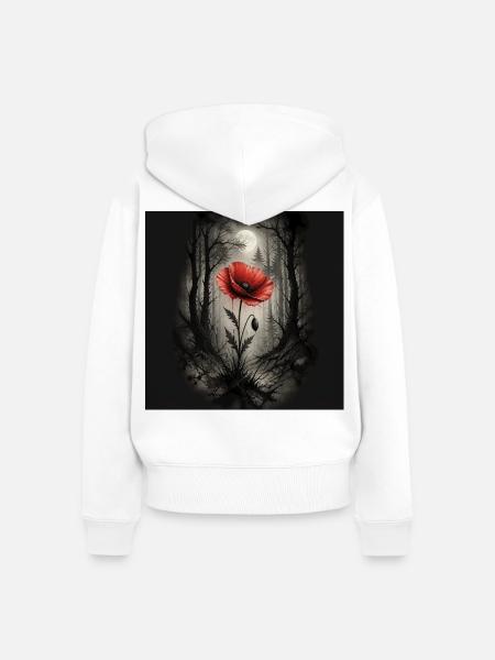 Mohn im dunklen Wald - Frauen Premium Bio Zip Hoodie - Weiß