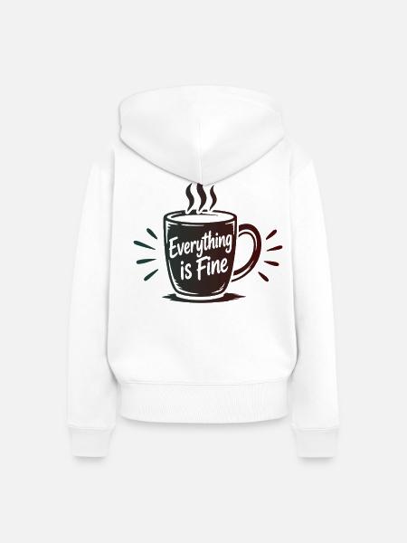 EVERYTHING IS FINE Büro Spruch - Frauen Premium Bio Zip Hoodie - Weiß