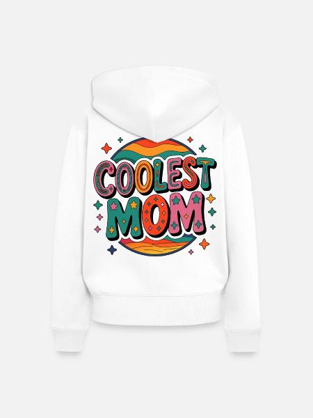 Coolest Mom Retro - Frauen Premium Bio Zip Hoodie - Weiß
