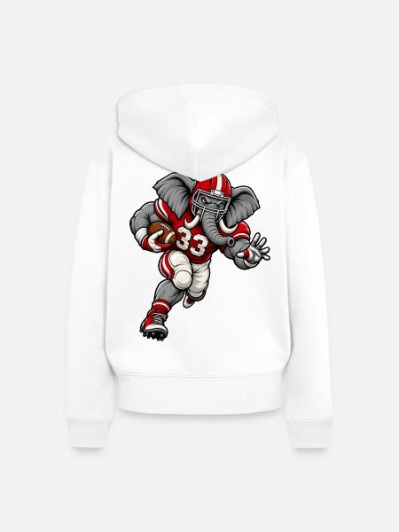 Elefant beim American Football - Frauen Premium Bio Zip Hoodie - Weiß