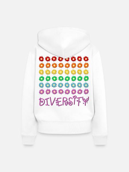 Diversity-Regenbogen - Frauen Premium Bio Zip Hoodie - Weiß