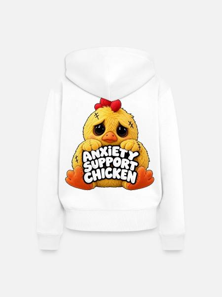 Angsthilfe Huhn Motiv - Frauen Premium Bio Zip Hoodie - Weiß