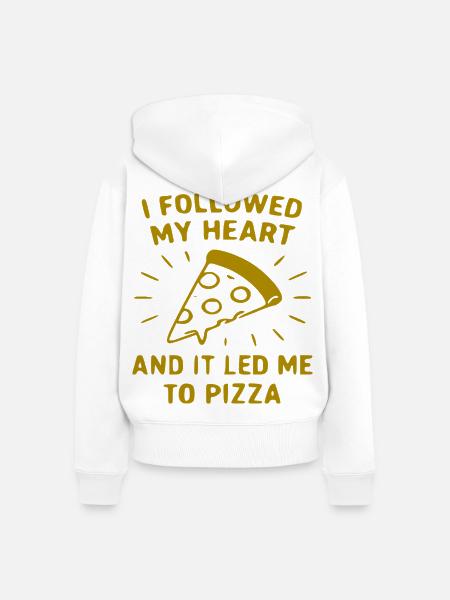 Herz folgt der Pizza - Frauen Premium Bio Zip Hoodie - Weiß