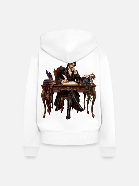 Literat am Barocktisch - Frauen Premium Bio Zip Hoodie - Weiß