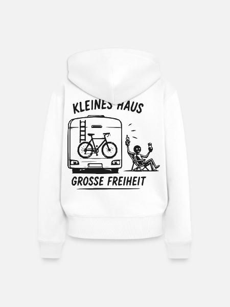 Kleines Haus, Große Freiheit - Frauen Premium Bio Zip Hoodie - Weiß
