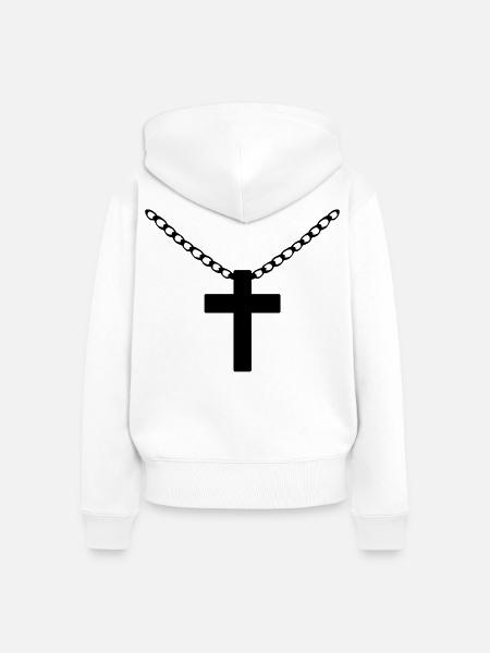Kreuz mit Kette - Frauen Premium Bio Zip Hoodie - Weiß