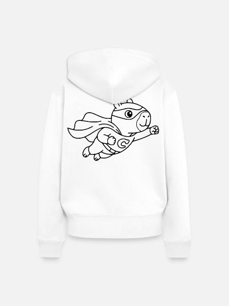 Flying Capybara Superheld Flying Capy Geschenk - Frauen Premium Bio Zip Hoodie - Weiß