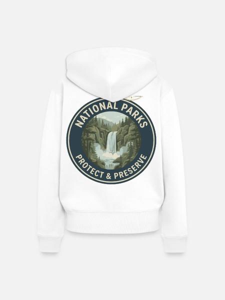 Nationalparks Schutz Logo - Frauen Premium Bio Zip Hoodie - Weiß