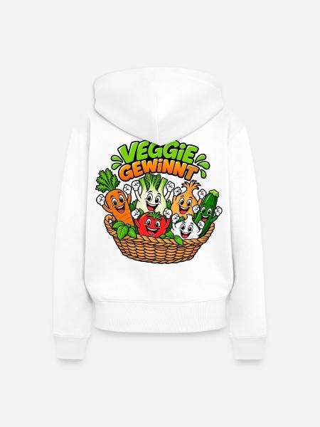 Veggie Gewinn Gemüsekorb Cartoon - Frauen Premium Bio Zip Hoodie - Weiß