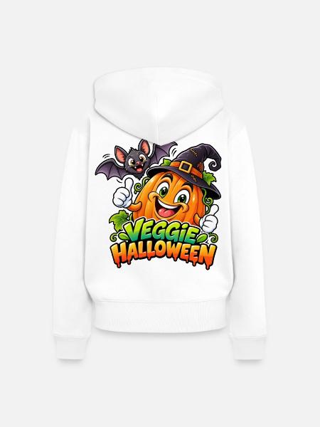 Kürbis Veggie Halloween Spaß - Frauen Premium Bio Zip Hoodie - Weiß