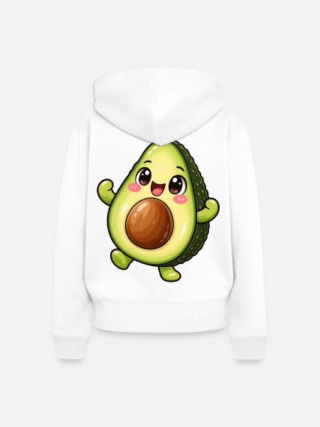 Avocado Kawaii Style – Süßes Fruchtmotiv - Frauen Premium Bio Zip Hoodie - Weiß