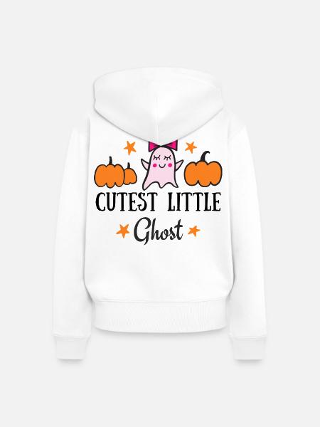 Chibi-Geist mit Kürbissen - Frauen Premium Bio Zip Hoodie - Weiß
