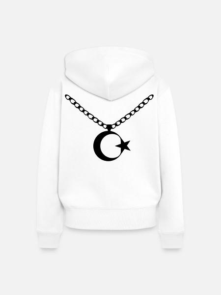 Türkei Flagge Kette - Frauen Premium Bio Zip Hoodie - Weiß