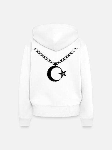 Türkei Flagge Kette used - Frauen Premium Bio Zip Hoodie - Weiß