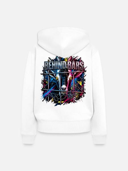Ziege Hinterbars Neon - Frauen Premium Bio Zip Hoodie - Weiß