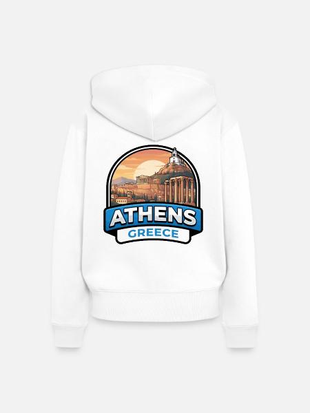Athen Griechenland Reiseabzeichen Akropolis Parthenon - Frauen Premium Bio Zip Hoodie - Weiß
