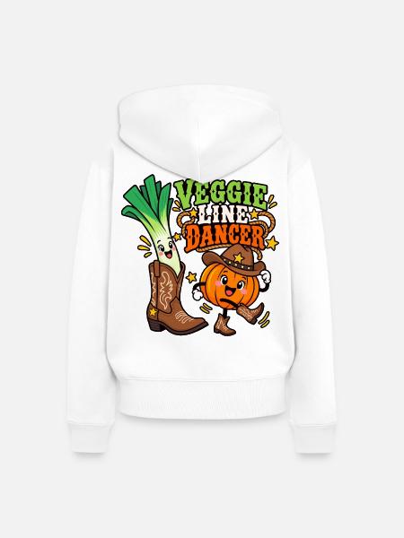 Veggie Line Dancer – Kürbis Cowboy Duo - Frauen Premium Bio Zip Hoodie - Weiß