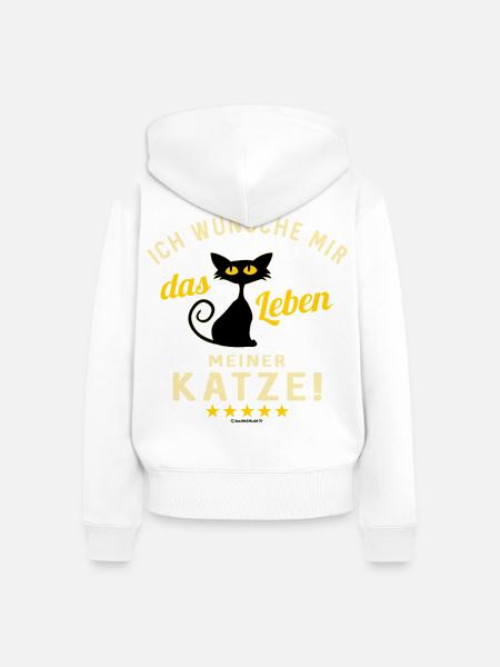 Leben meiner Katze - Frauen Premium Bio Zip Hoodie - Weiß