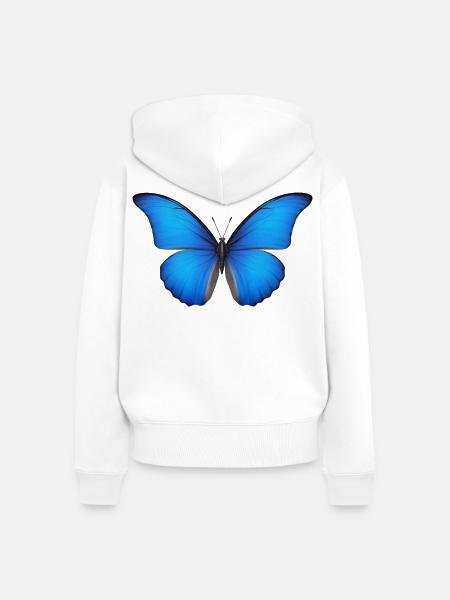Azurblaue Schmetterlingsflügel - Frauen Premium Bio Zip Hoodie - Weiß