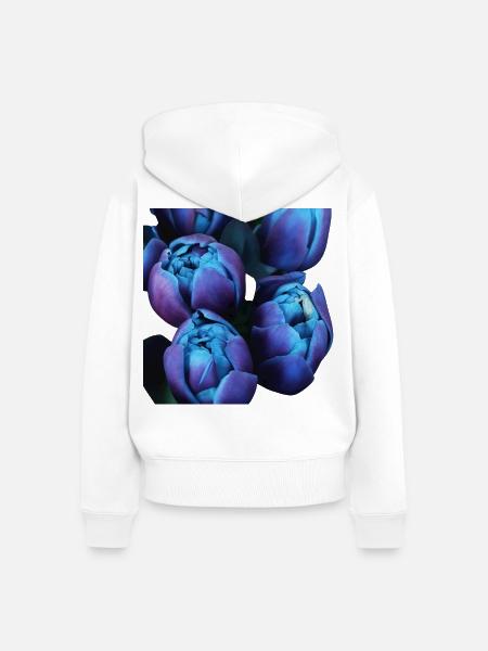 Indigo-Blüten-Tulpen - Frauen Premium Bio Zip Hoodie - Weiß