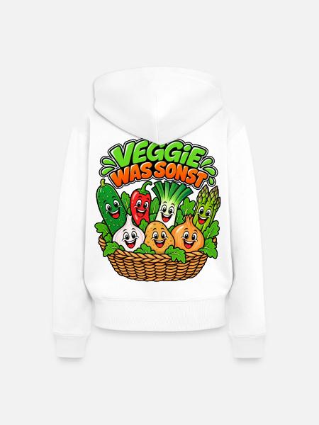 Veggie Was Sonst - Frauen Premium Bio Zip Hoodie - Weiß